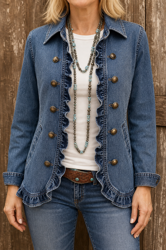 Wearbella Ruffle Denim Jacket - Double-Breasted Women's
