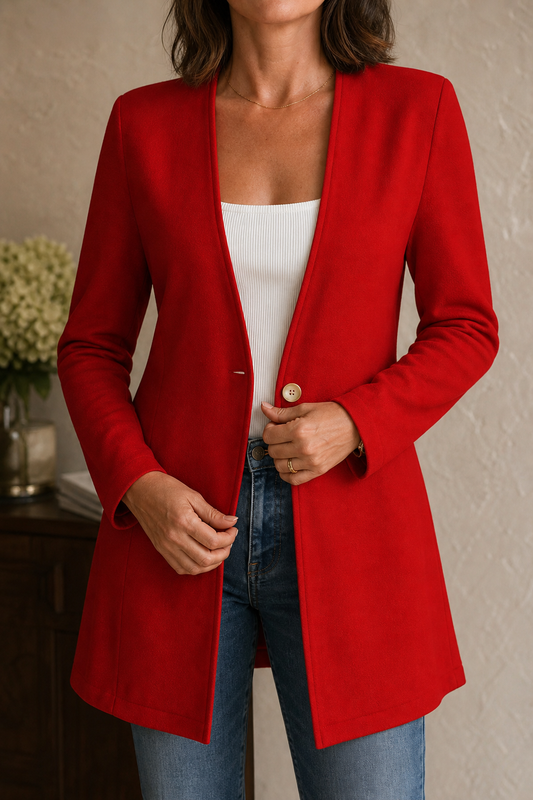 Linevalle A Line Blazer - Women's V Neck One Button Blazer