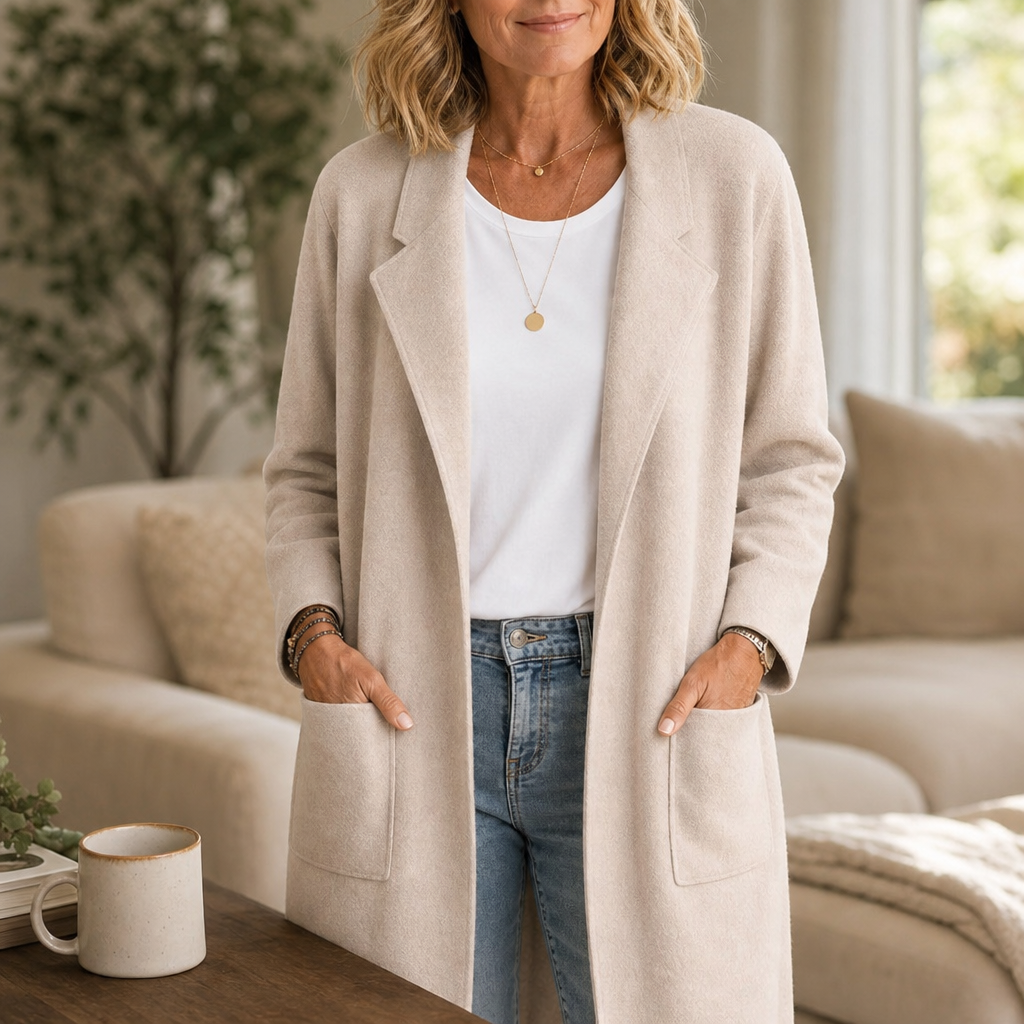 Draperie Longline Open-Front Coat - Women's Wool-Look Coat