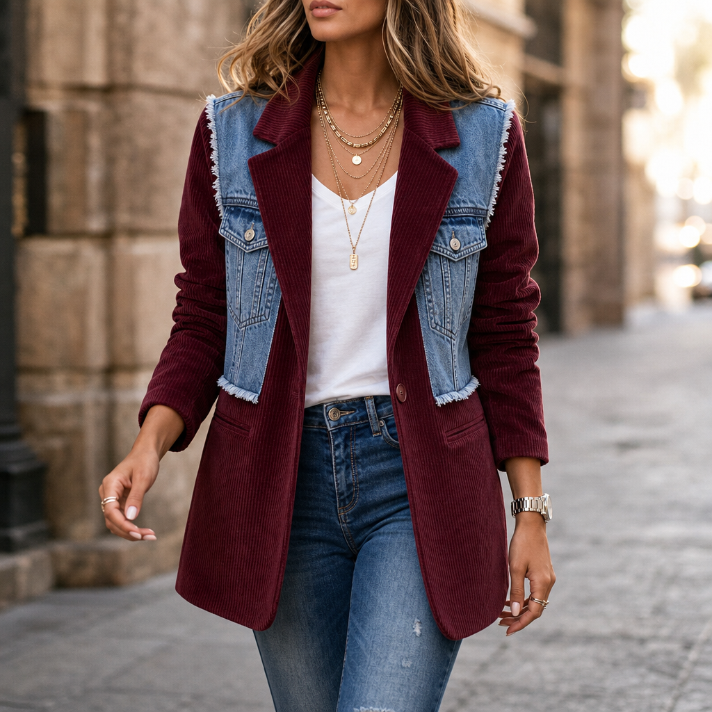 Corvella Denim Corduroy Blazer - Women's Raw Hem Blazer