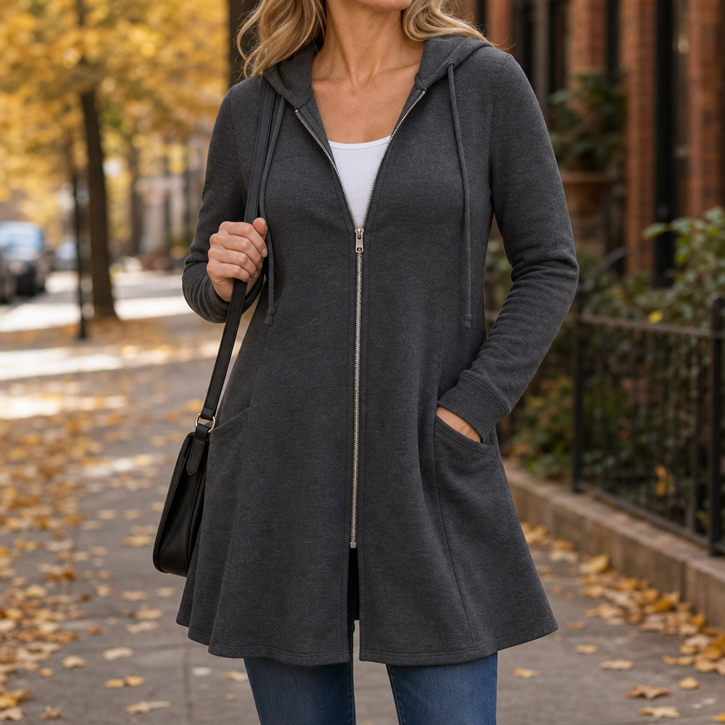 Wrapella Hooded Longline Zip Jacket - Women's Fleece Jacket