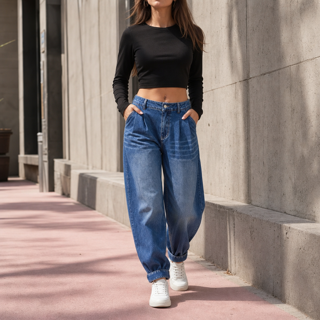 Slouchden Harem Jeans - Tapered Elastic Back Women's Jeans