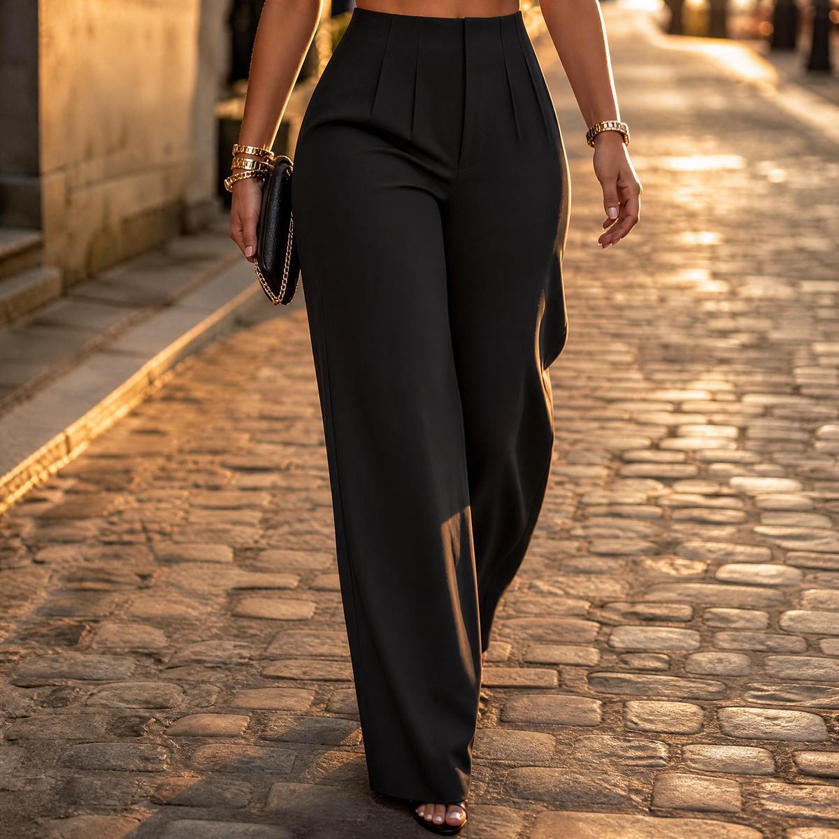 Velora Pleated Trousers - Women's Tailored Wide Leg