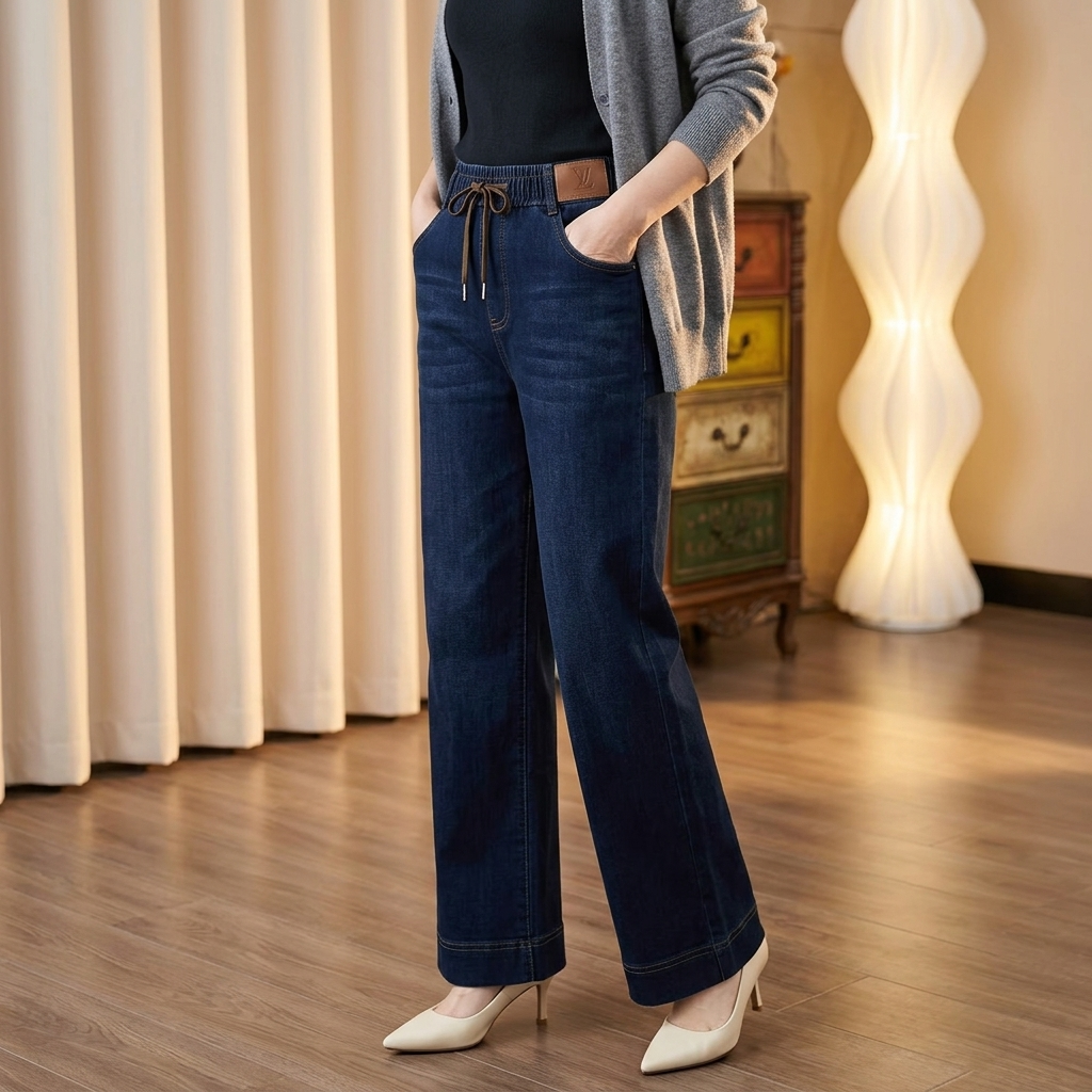 Velora Drawstring Jeans - Pull-On Wide Leg Women's Jeans
