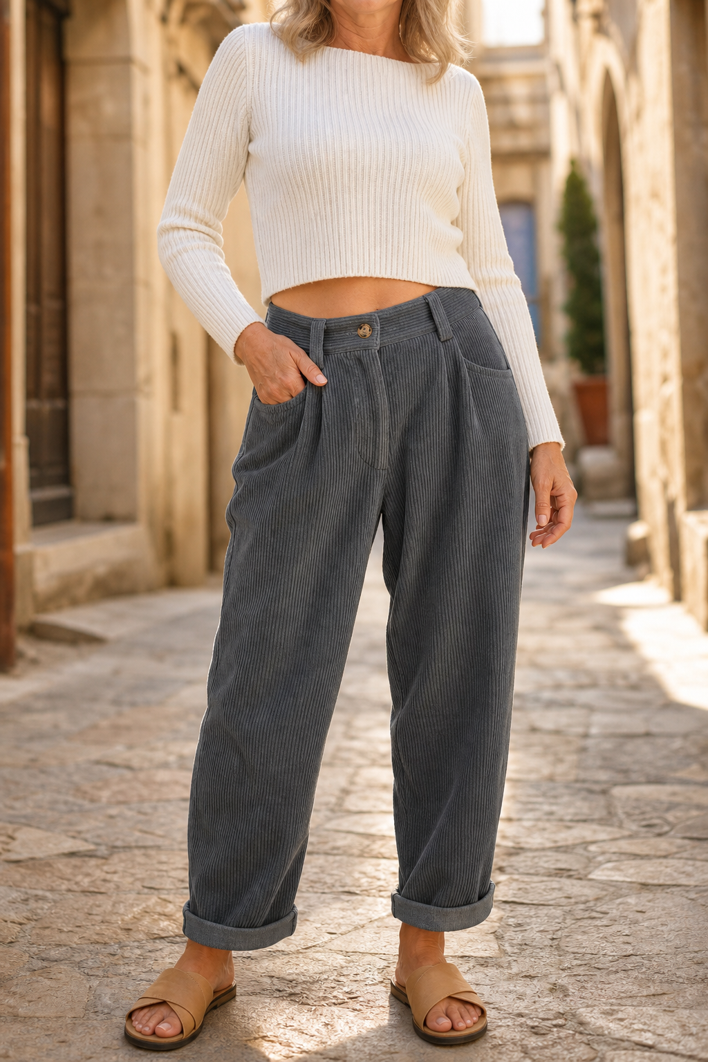 Linelle Pleated Trousers - Women's Wide Leg Trousers