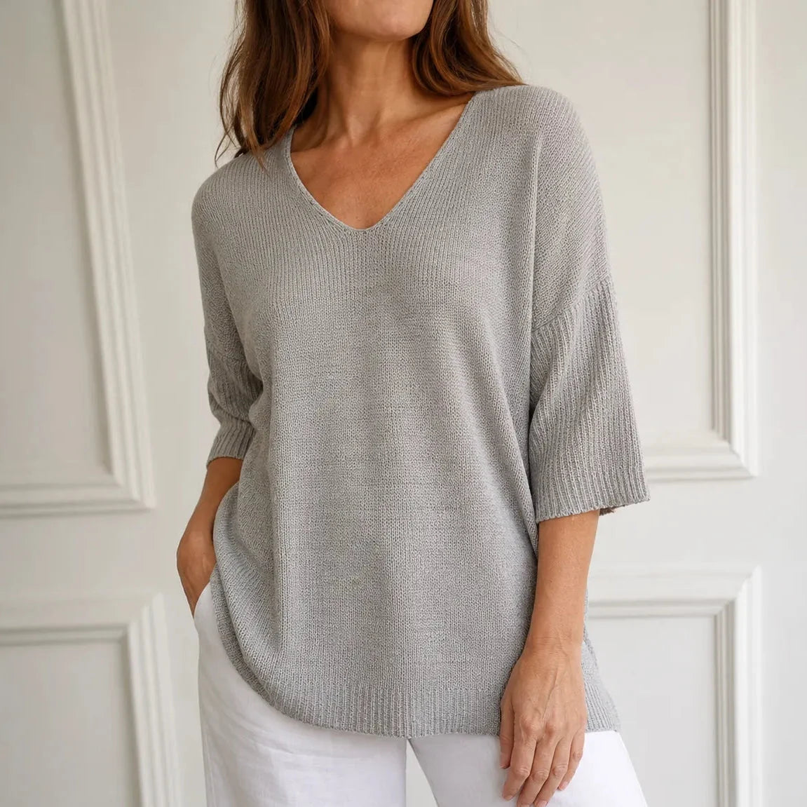 Elowyn - Soft V-Neck Knit Tunic Top for Women