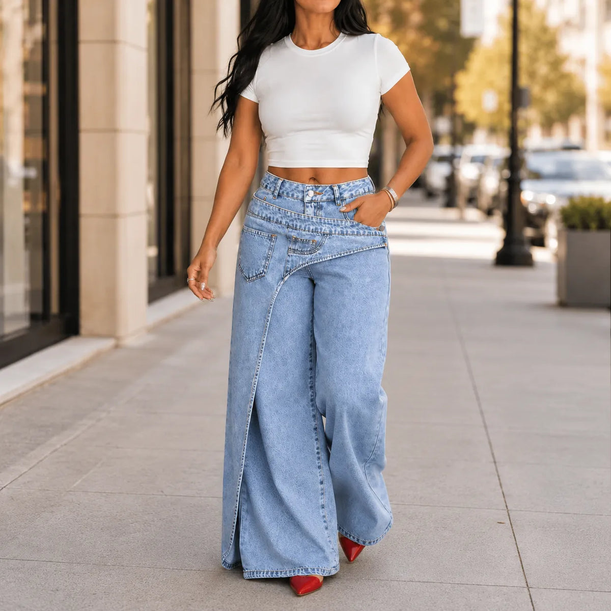 Vellara Wrap Waist Jeans - Wide Leg Women's Jeans