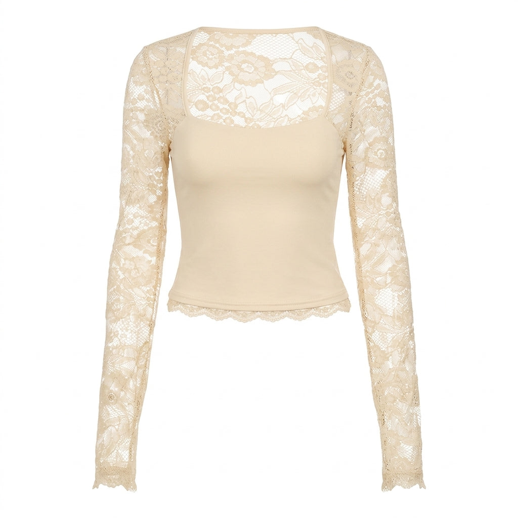 Lacelle Lace Sleeve Top - Women's Floral Lace Top