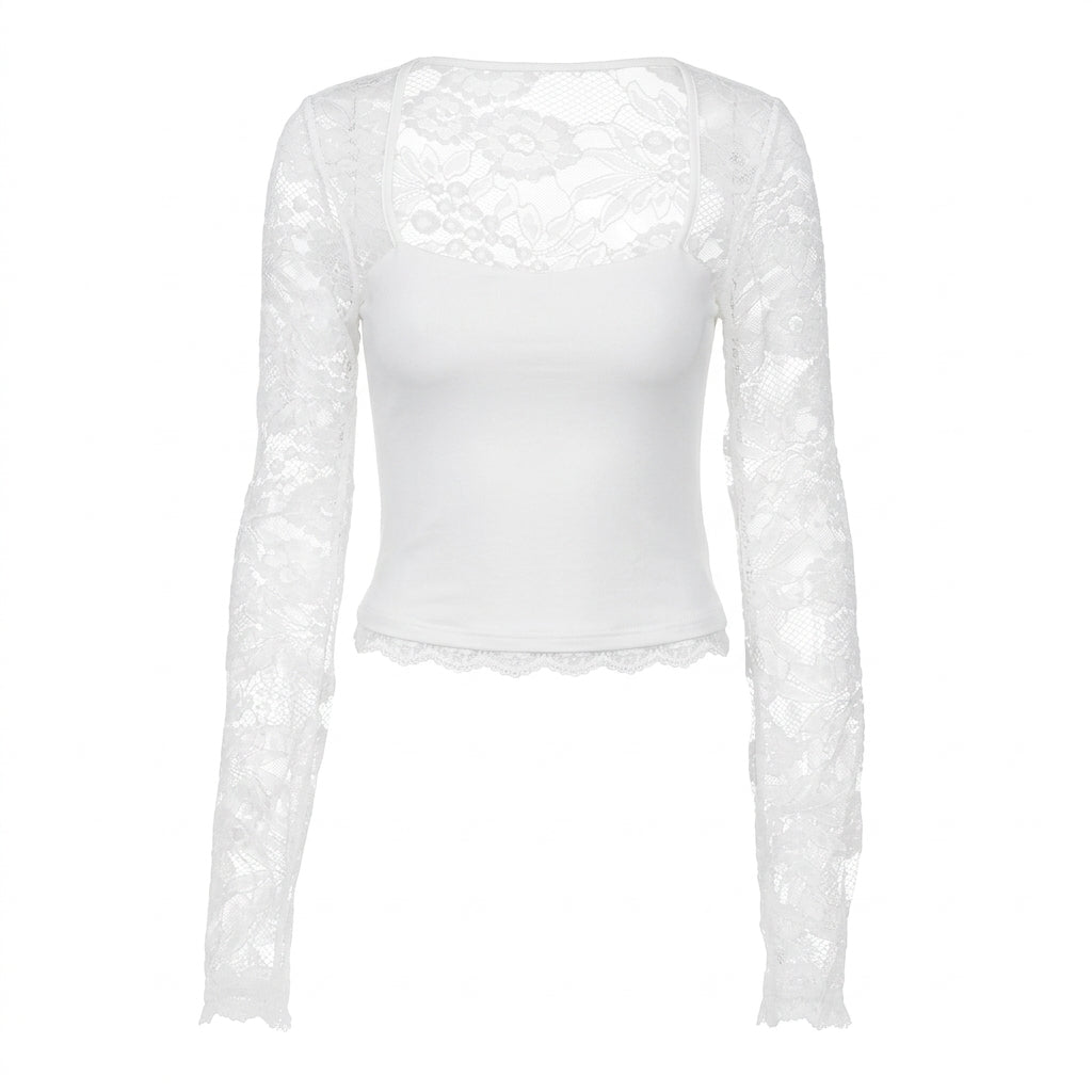 Lacelle Lace Sleeve Top - Women's Floral Lace Top