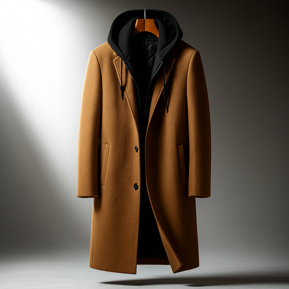 Delmar Wool Overcoat - Hooded Men's Wool Blend Coat