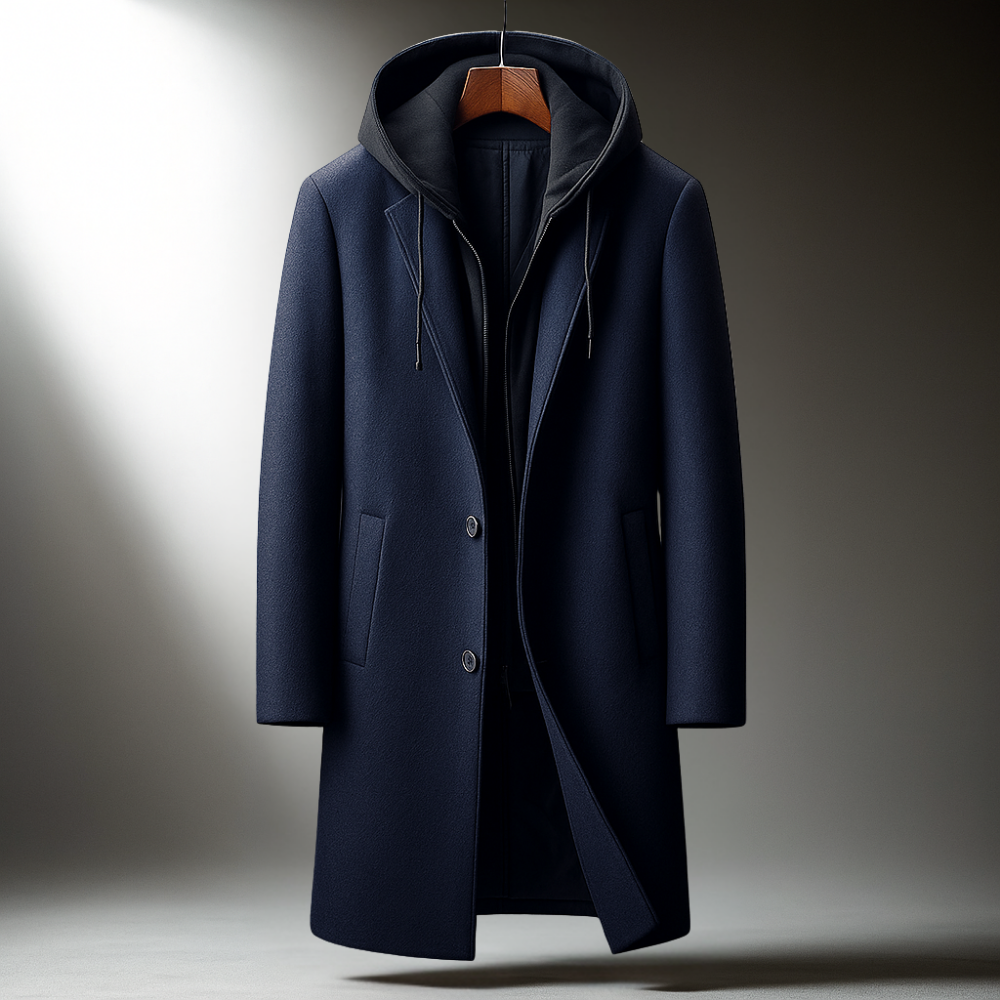 Delmar Wool Overcoat - Hooded Men's Wool Blend Coat