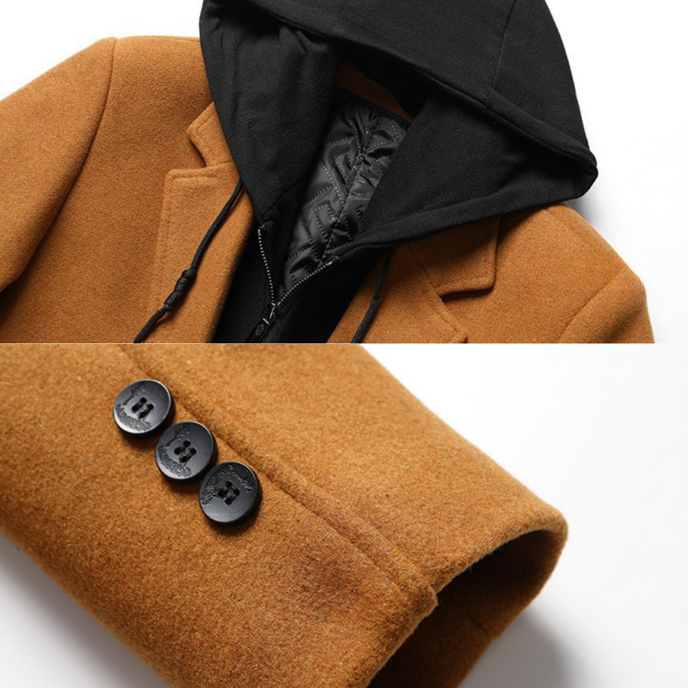Delmar Wool Overcoat - Hooded Men's Wool Blend Coat