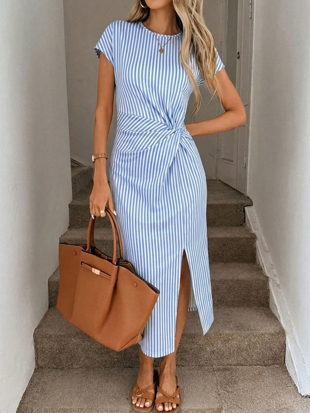 Perla Twist Dress - Women's Fitted Midi Dress