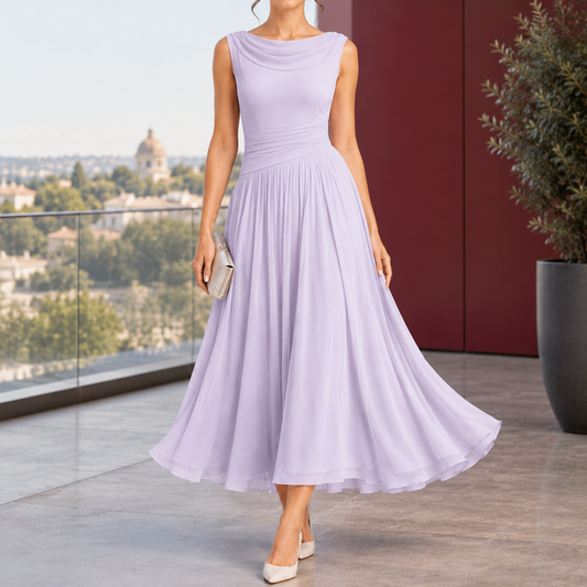 Calla-Grace Draped Midi Dress - Women's Sleeveless Dress