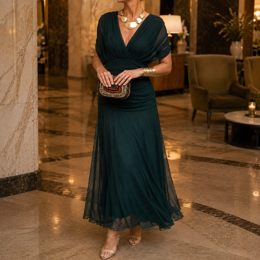 Valeria-Rose Draped Maxi Dress - Women's Occasion Dress