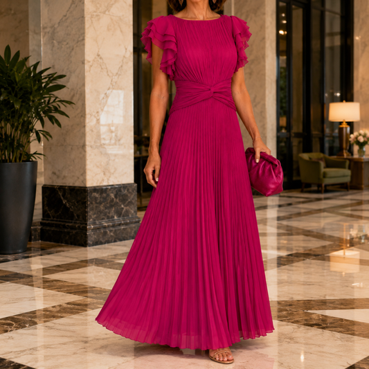 Renata-Jade Pleated Dress - Women's Twist Waist Maxi Dress