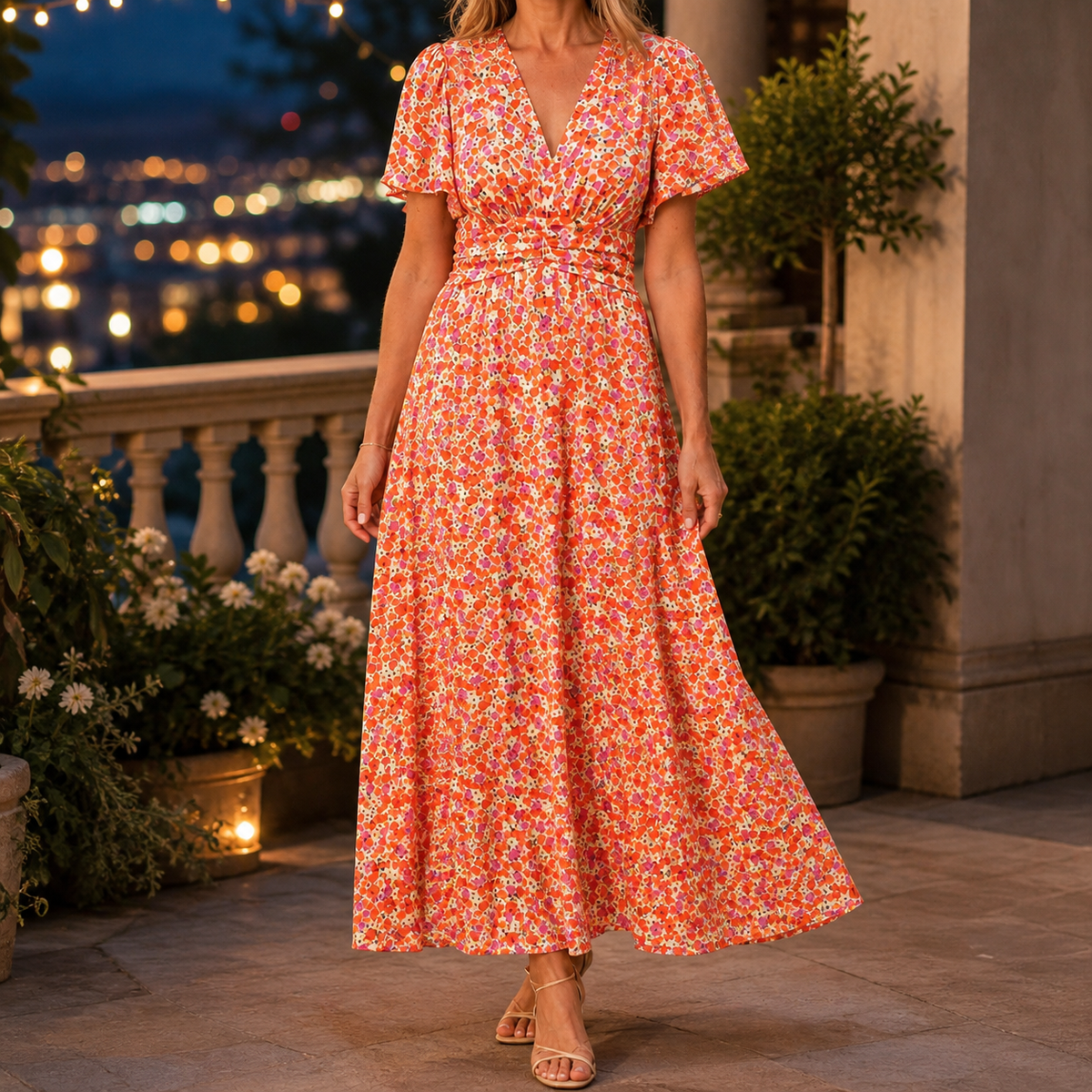 Xenia-Mae Floral Maxi Dress - Wrap V-Neck Women's Dress