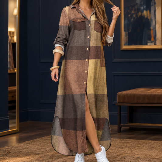 Dahlia-Rae Maxi Shirt Dress - Women's Button Front Dress