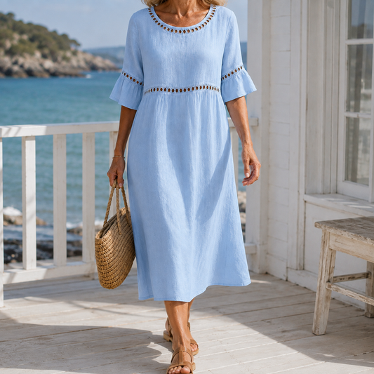 Hallie-Jade Eyelet Midi Dress - Women's A-Line Dress