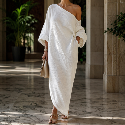 Vivienne One-Shoulder Dress - Linen Women's Maxi Dress