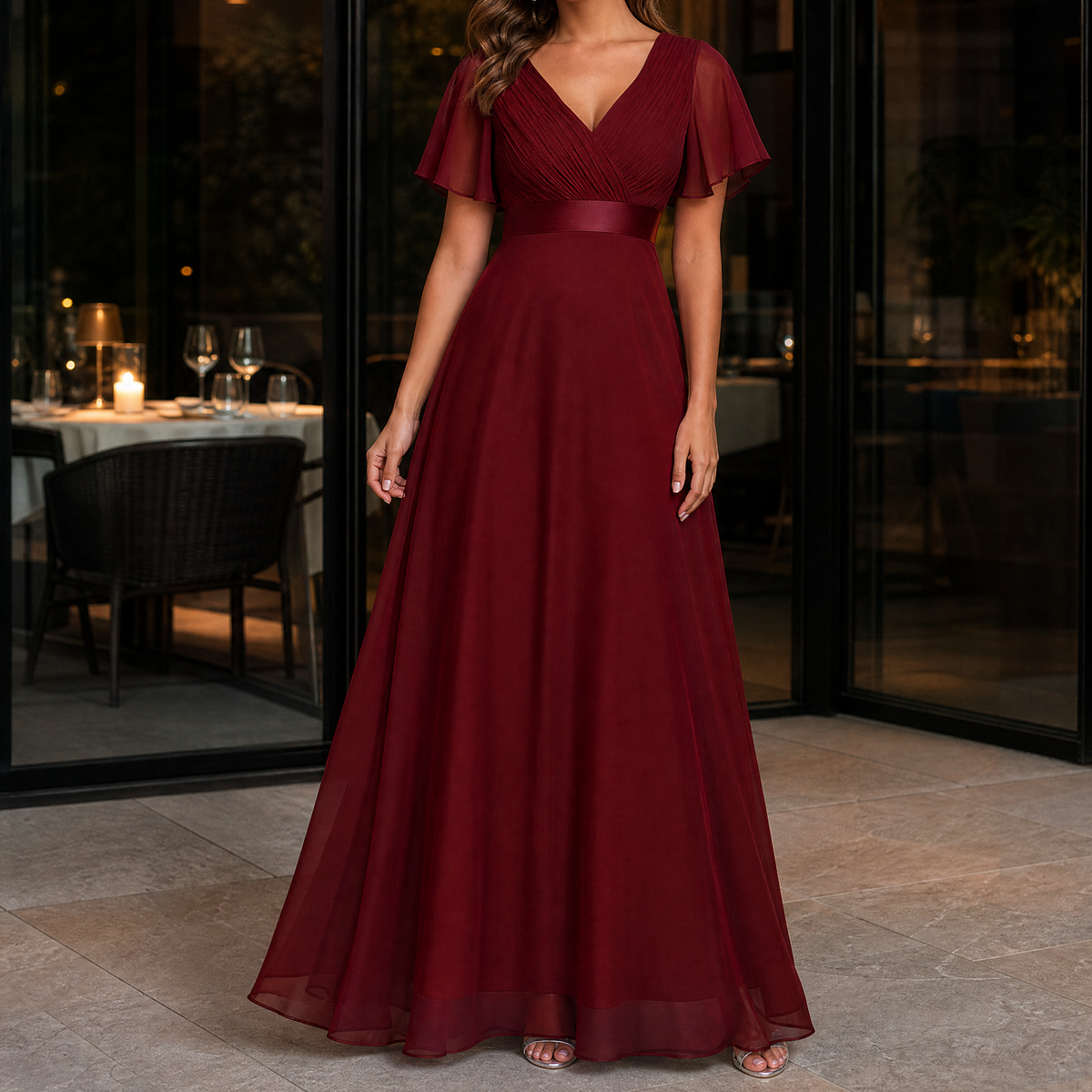 Nadine-Jade Flutter Sleeve Dress - Women's Maxi Dress
