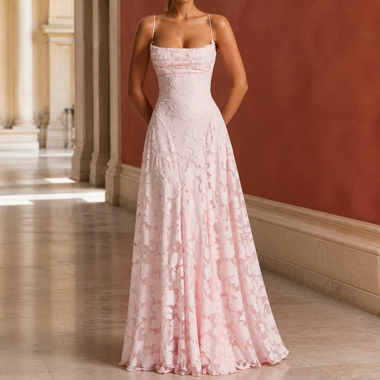 Celeste-Kate Cowl Maxi Dress - Women's Lace-Up Back Gown