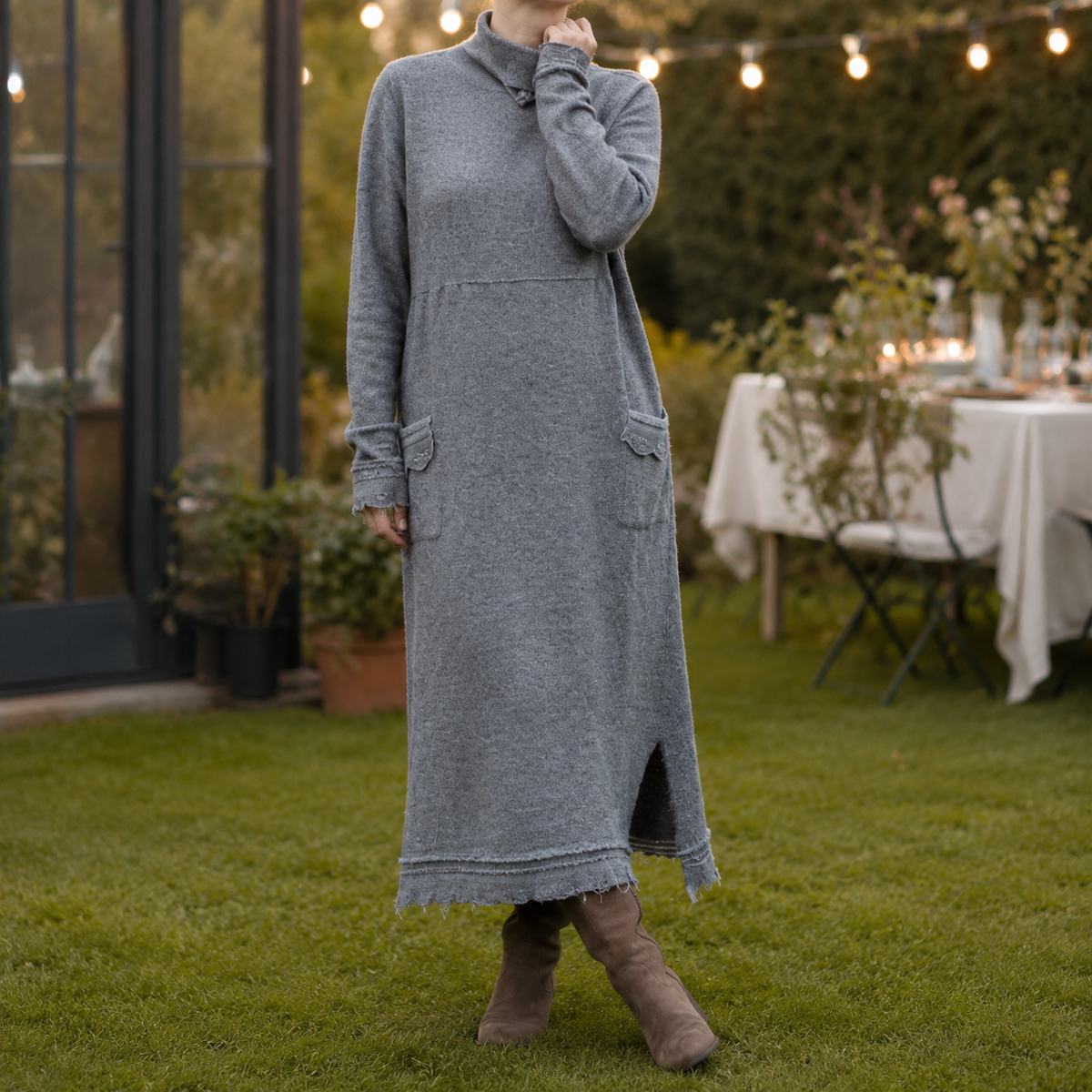 Lucille Relaxed Maxi Dress - Women's Long Sleeve Knit Dress