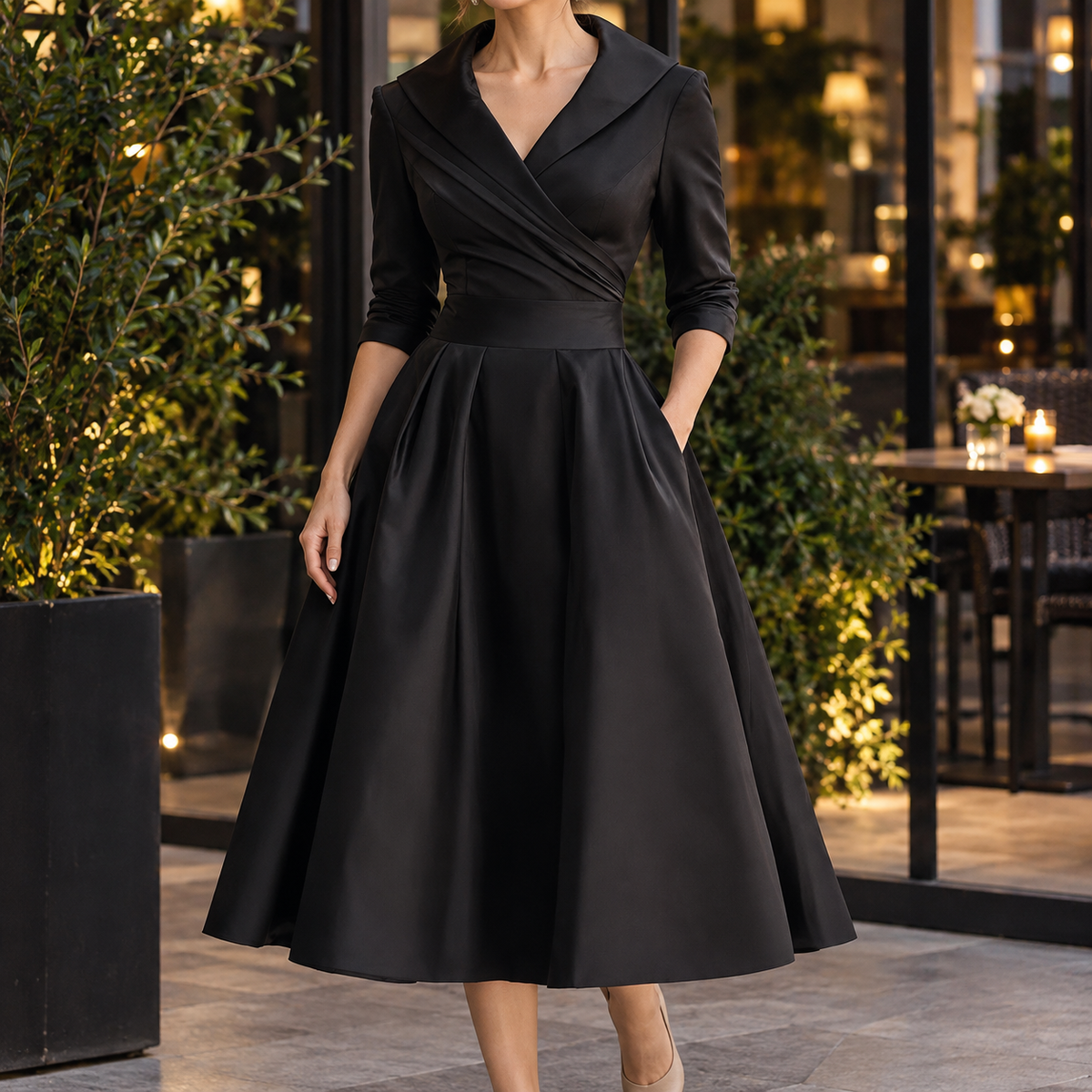 Estelle-Mae Wrap Midi Dress - Satin Women's Dress