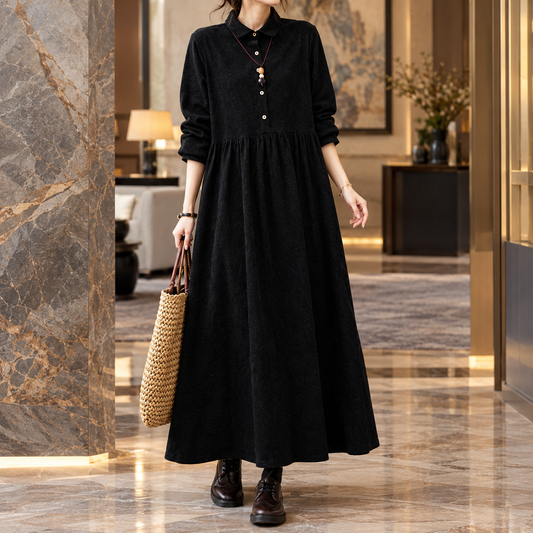 Arabelle-Jane Gathered Maxi Dress - Women's Collar Dress