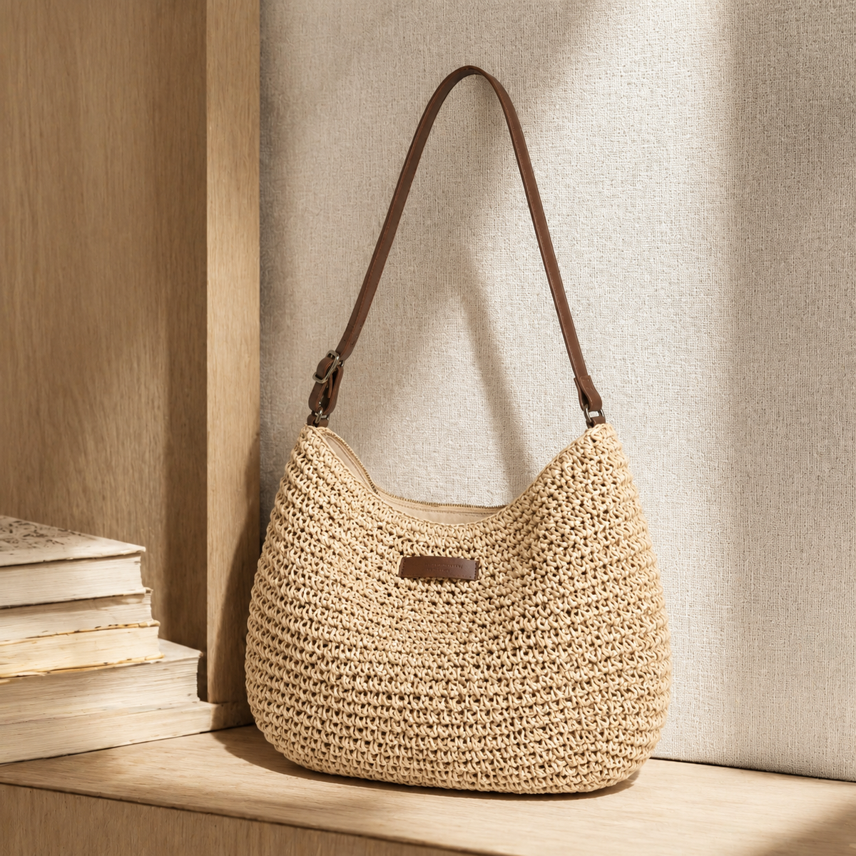 Bari Woven Hobo Bag - Open Weave Women's Shoulder Bag