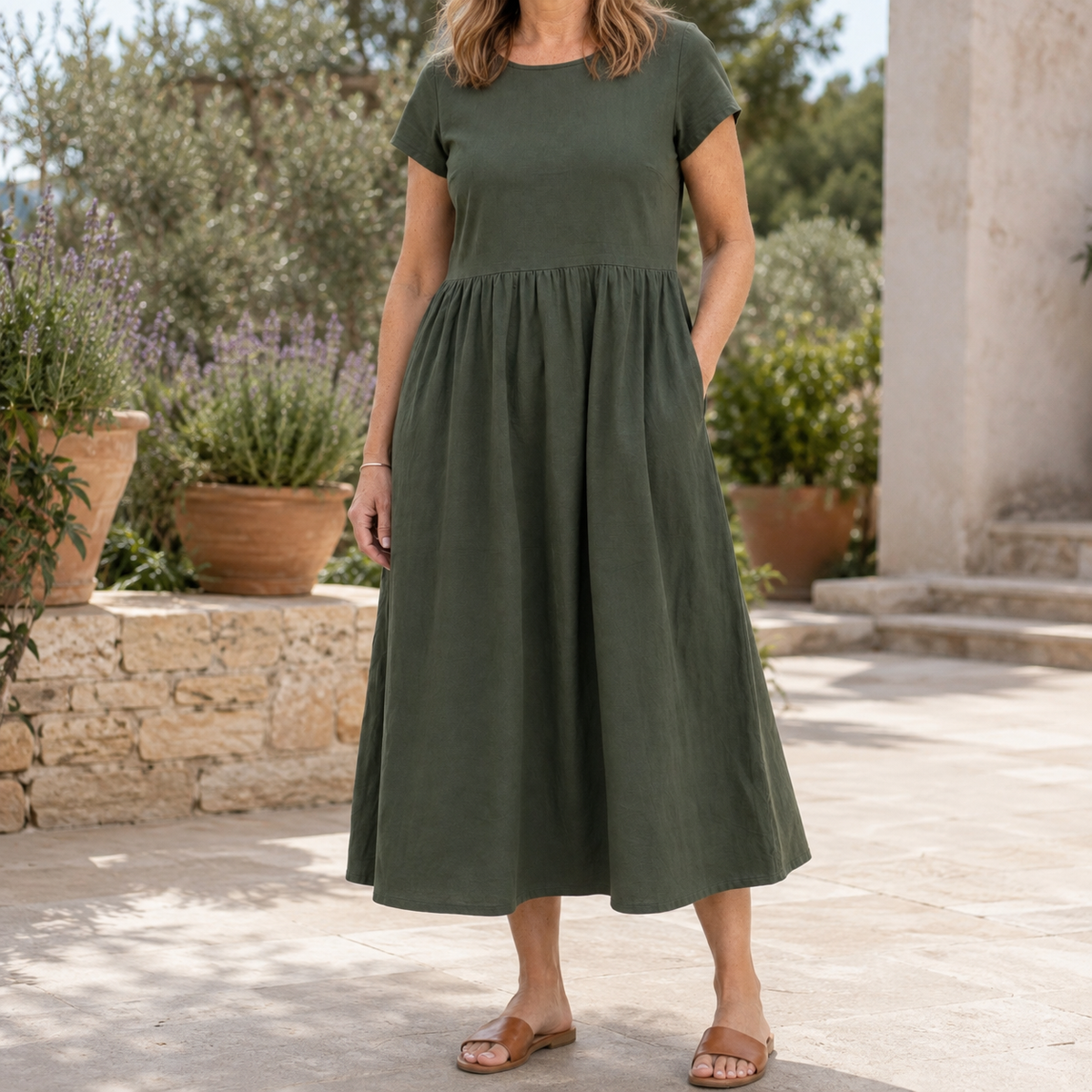 Ilaria Relaxed Midi Dress - Women's Midi Dress with Pockets