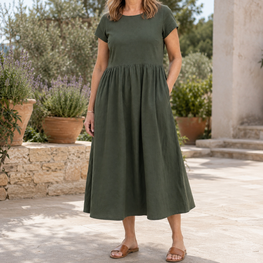 Ilaria Relaxed Midi Dress - Women's Midi Dress with Pockets
