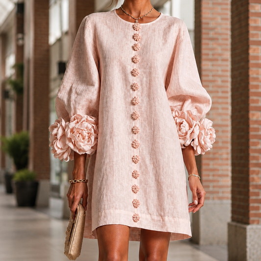 Elise Floral Cuff Dress - Women's Balloon Sleeve Mini Dress
