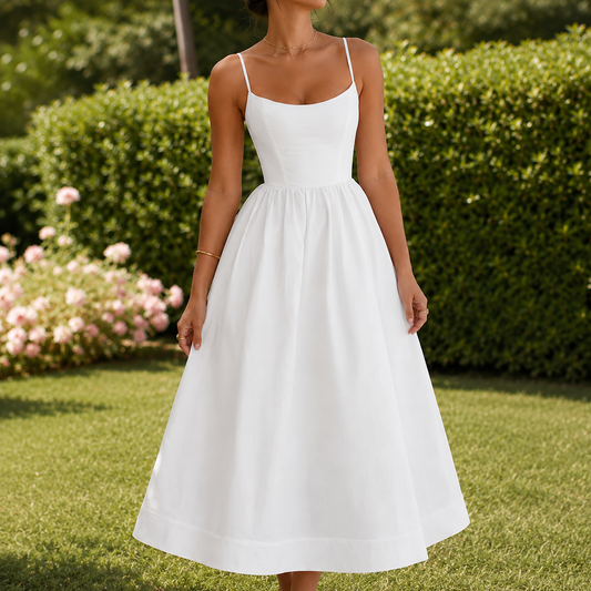 Bianca-Jane Scoop Neck Dress - Women's Full Midi Dress