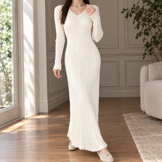 Ramona-Lane Pleated Maxi Dress - Women's Long Sleeve Dress