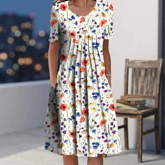 Celeste Gathered Dress - Women's Cotton Day Dress