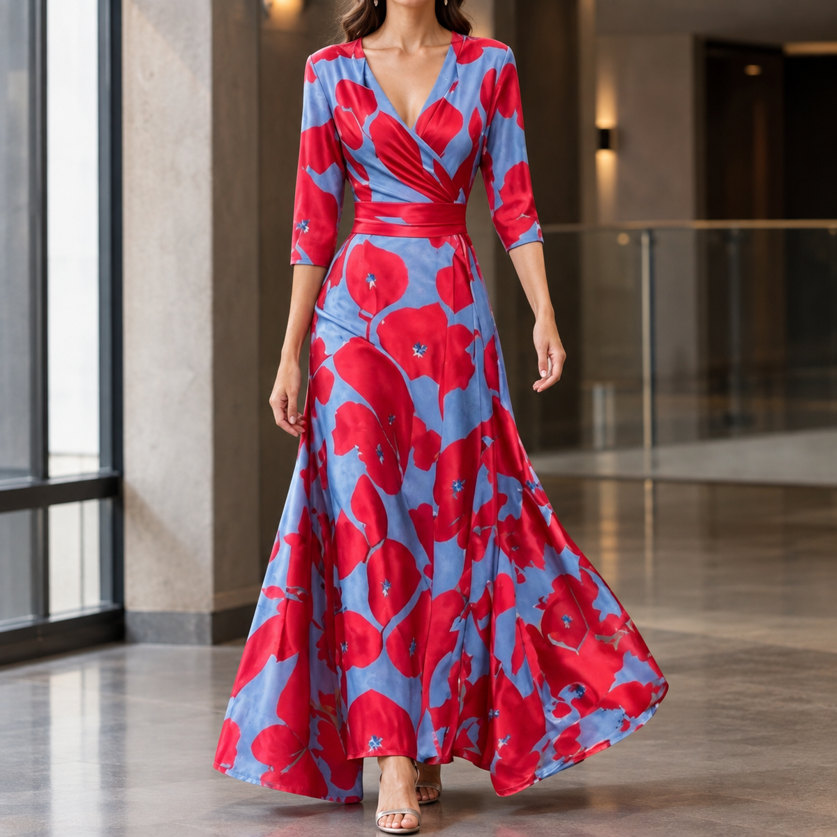 Tabitha-Pearl Elegant Dress - Women's Wrap Maxi Dress