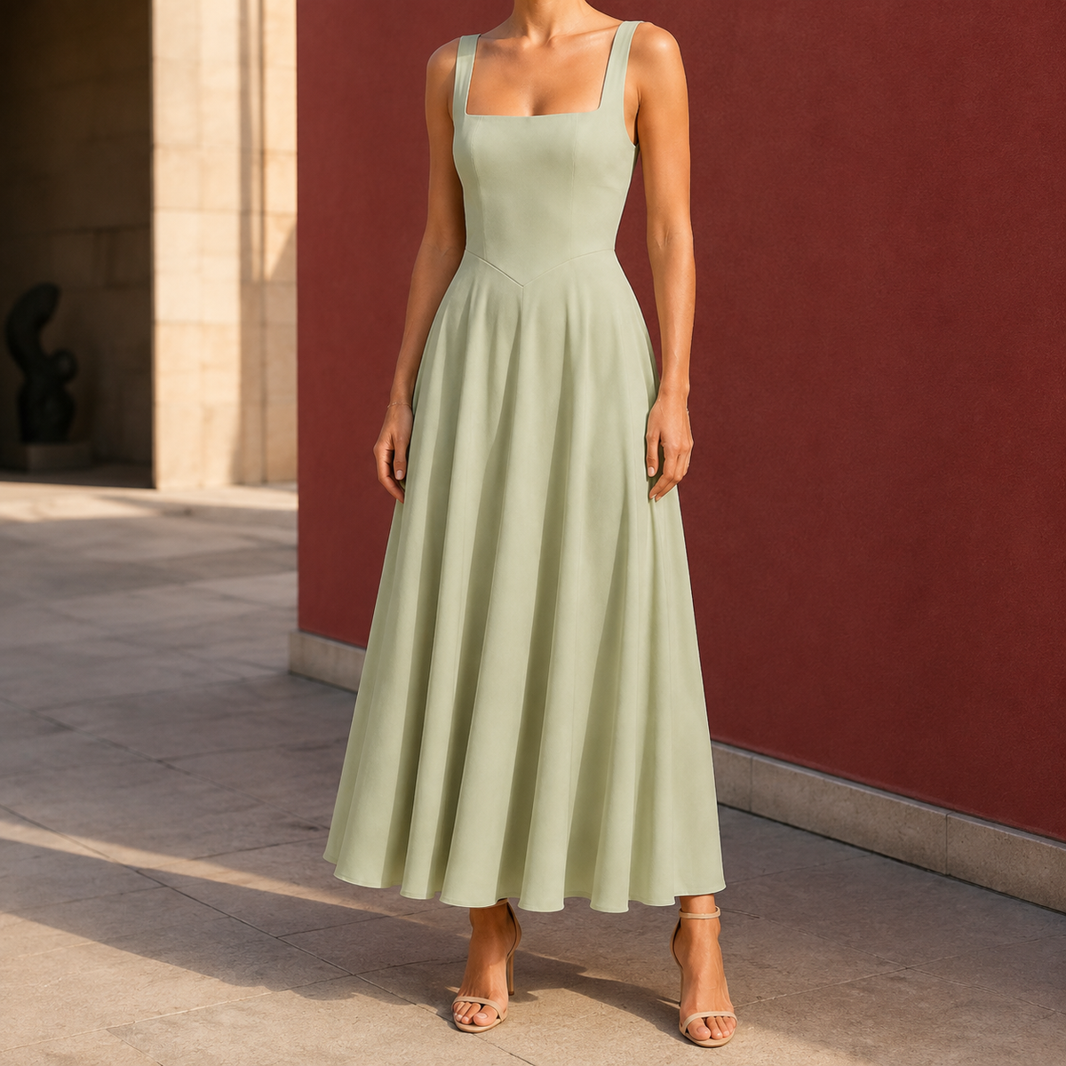 Winona-Rae Square Neck Dress - Women's Flared Dress