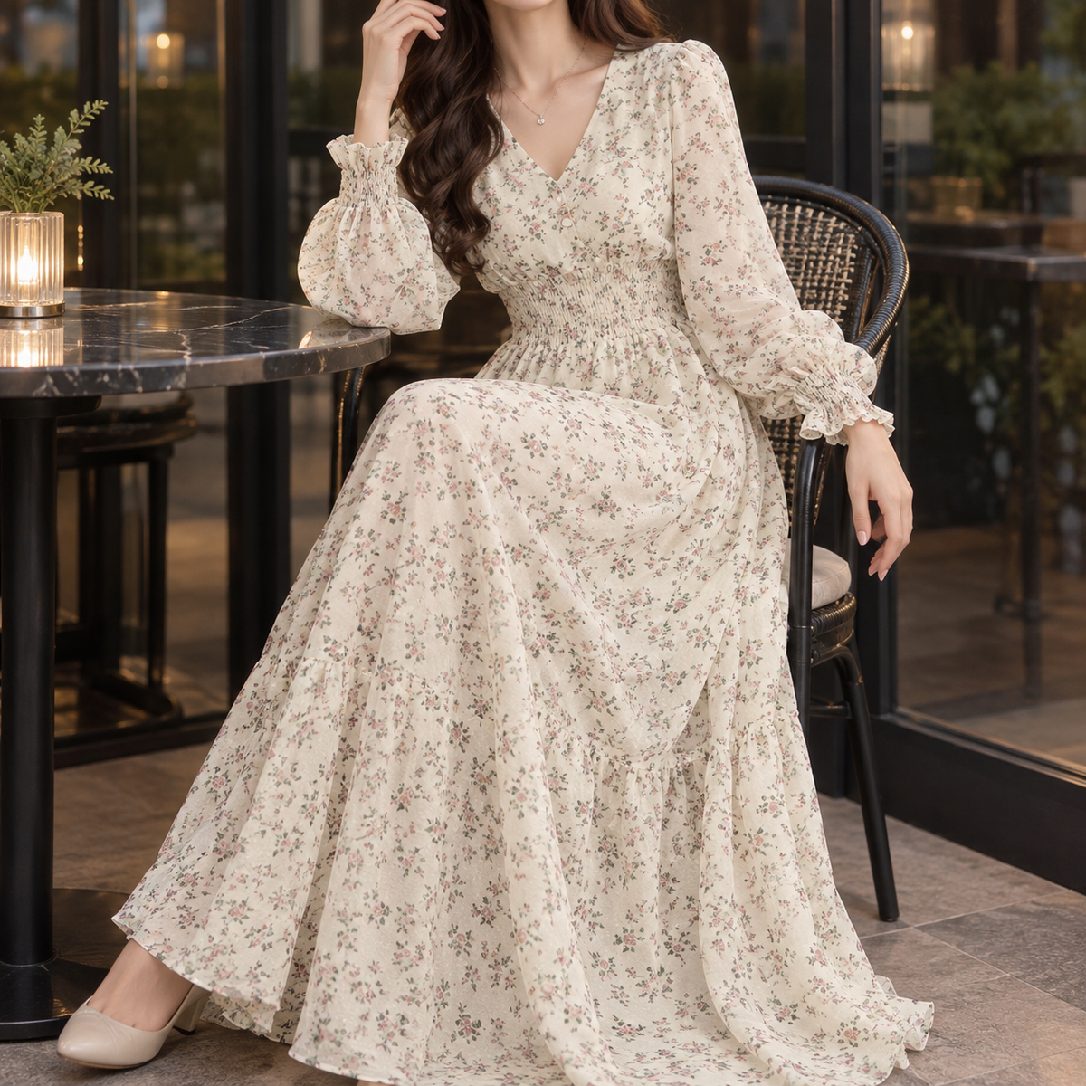 Joanna-Kate Floral Maxi Dress - Women's Long Sleeve