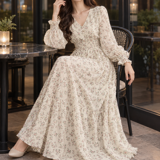 Joanna-Kate Floral Maxi Dress - Women's Long Sleeve