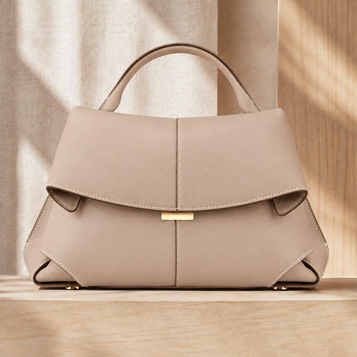 Matera Sculpted Handbag - Calf Leather Women's Top Handle