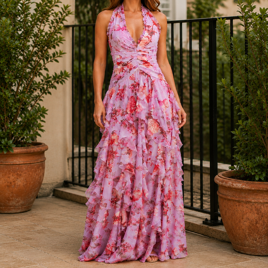 Lara Halter Maxi Dress - Ruffle Women's Evening Dress