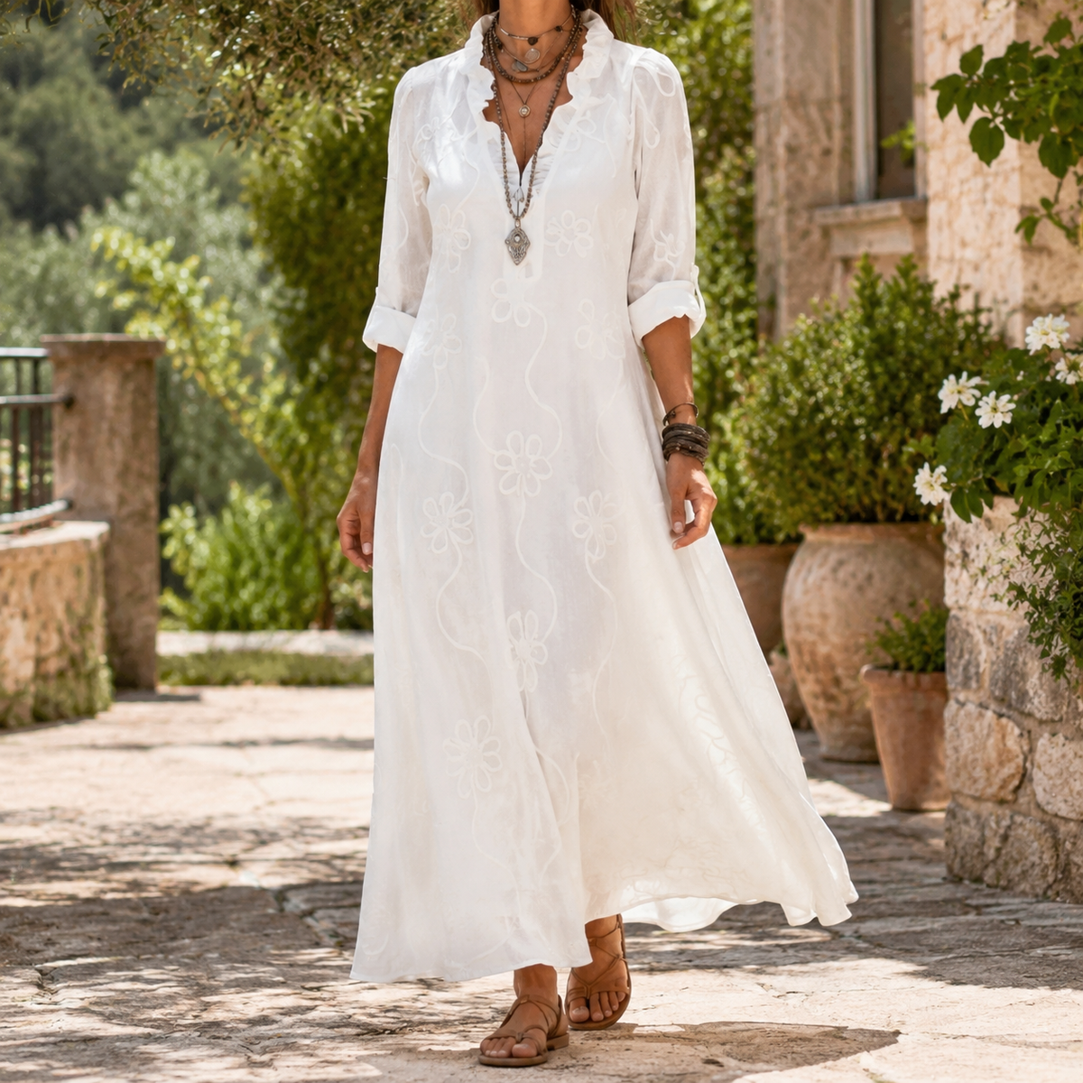 Eloise-Kate Embroidered Maxi Dress - Women's A-Line Dress