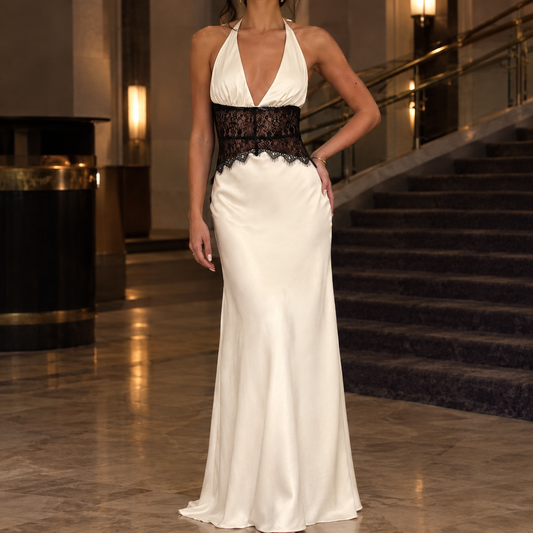 Dorothea-June Halter Maxi Dress - Backless Women's Dress