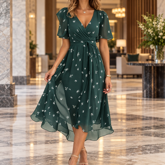 Ilaria-Eve Wrap Midi Dress - Women's Occasion Dress
