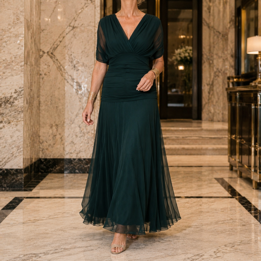 Serena-Pearl Draped Maxi Dress - Women's Occasion Dress