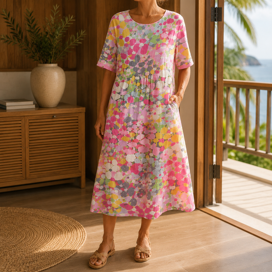Esme-Rose A-Line Dress - Women's Floral Midi Dress