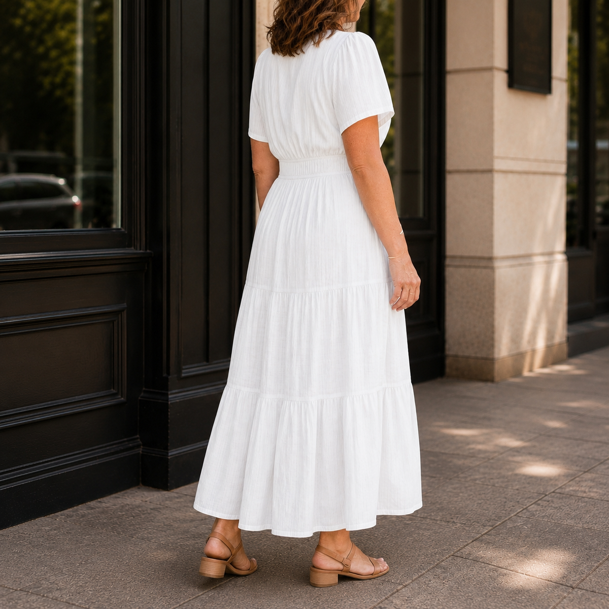 Zinnia Tiered Maxi Dress - Women's Shirred Waist Dress