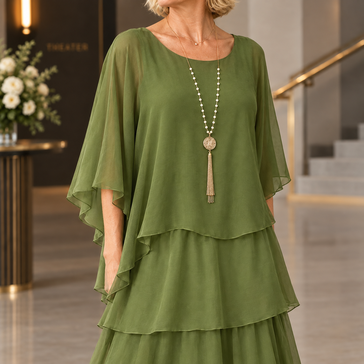 Serena-Rae Layered Maxi Dress - Women's Cape Dress