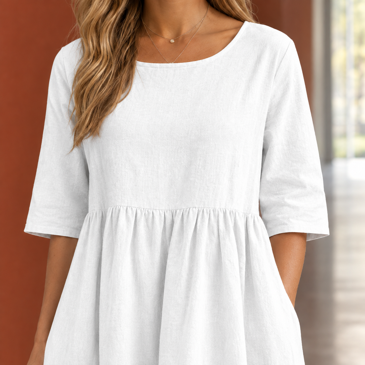 Marissa-Kate Gathered Maxi Dress - Women's Linen Dress